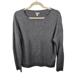Halogen Sweater Womens S Gray 100% Cashmere Knit Pullover Long Sleeve Top